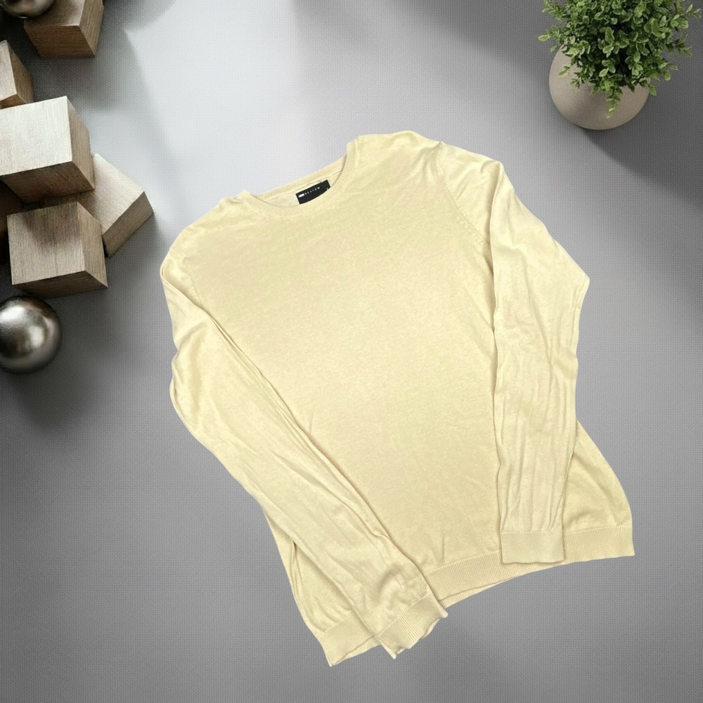 ASOS DESIGN Mens Crewneck Sweater Pale Yellow Cream Y2K Skater Size M - Picture 1 of 8